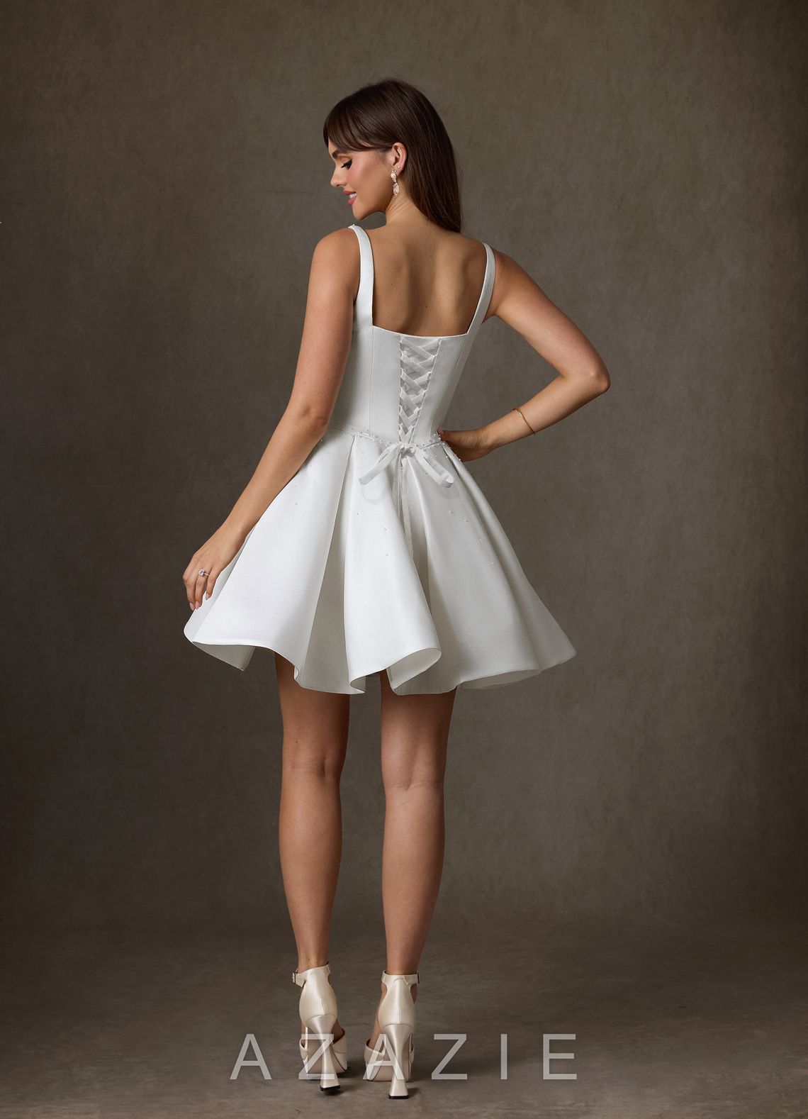 Azazie Zelina Diamond White A-Line Sweetheart Neckline Satin Dress diamond_white