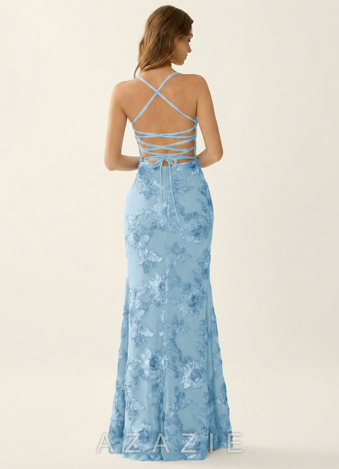 Kailani Sky Blue 3D Floral Lace Corset Mermaid Dress  sp_sky_blue_#se310