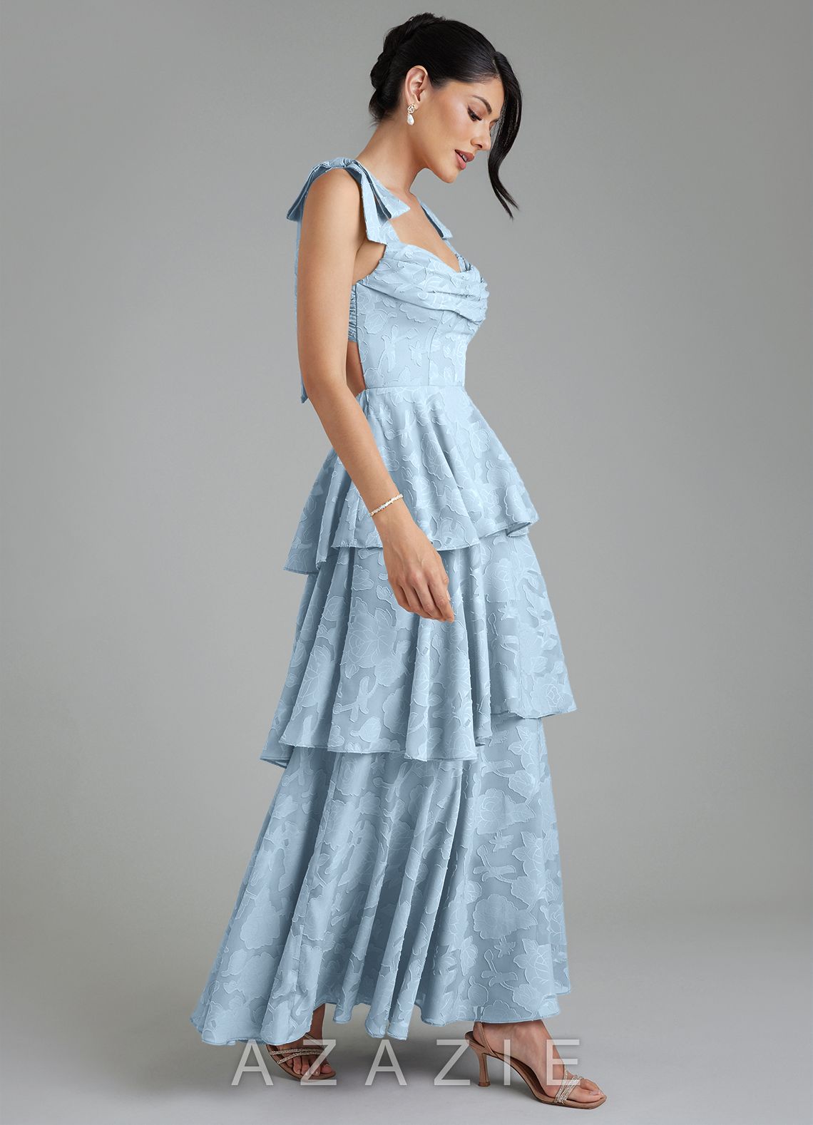 Azazie Jude Sky Blue A-Line Sweetheart Neckline Floral Burnout Dress sky_blue