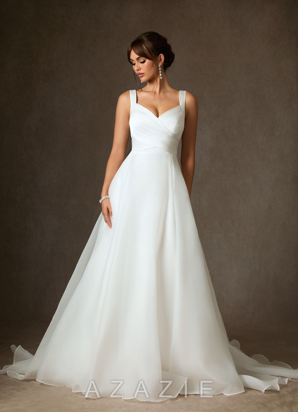 Azazie Caia Wedding Dress Diamond White A-Line Sweetheart Neckline Stretch Satin Dress