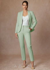 Whitney Dusty Sage Refined Weave Performance Full Length Pants Suit