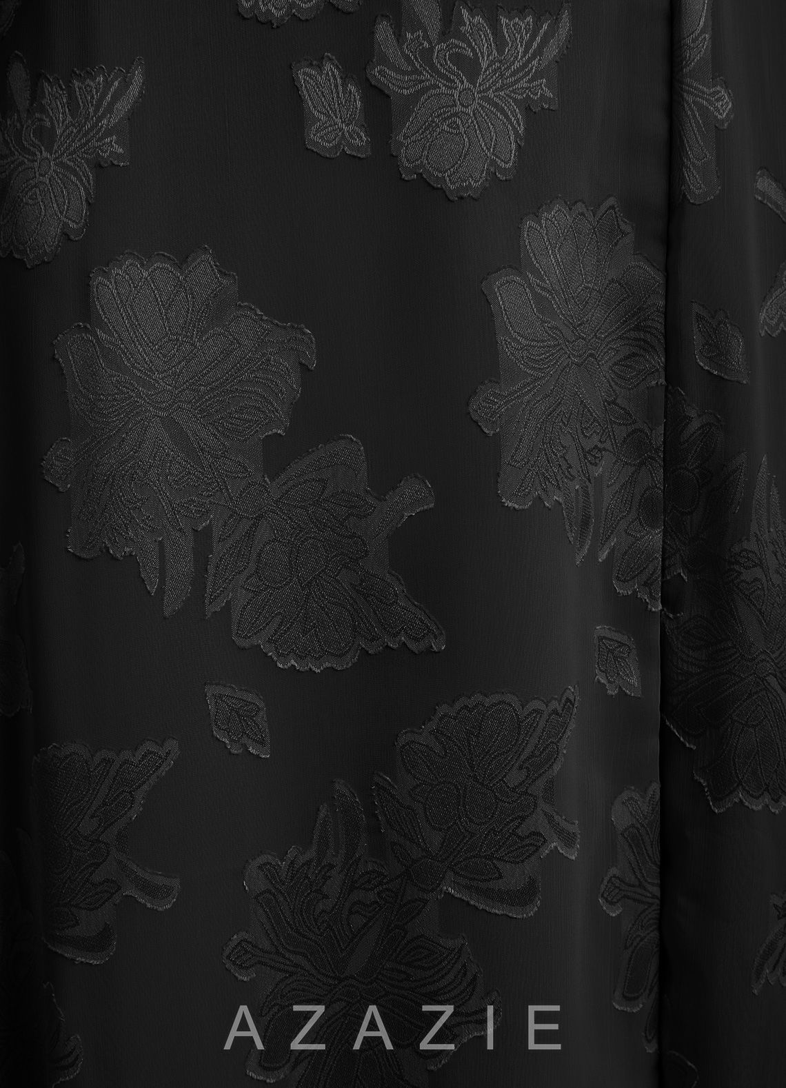 Azazie Cheyenne Black A-Line Pleated Floral Jacquard Burnout Dress black