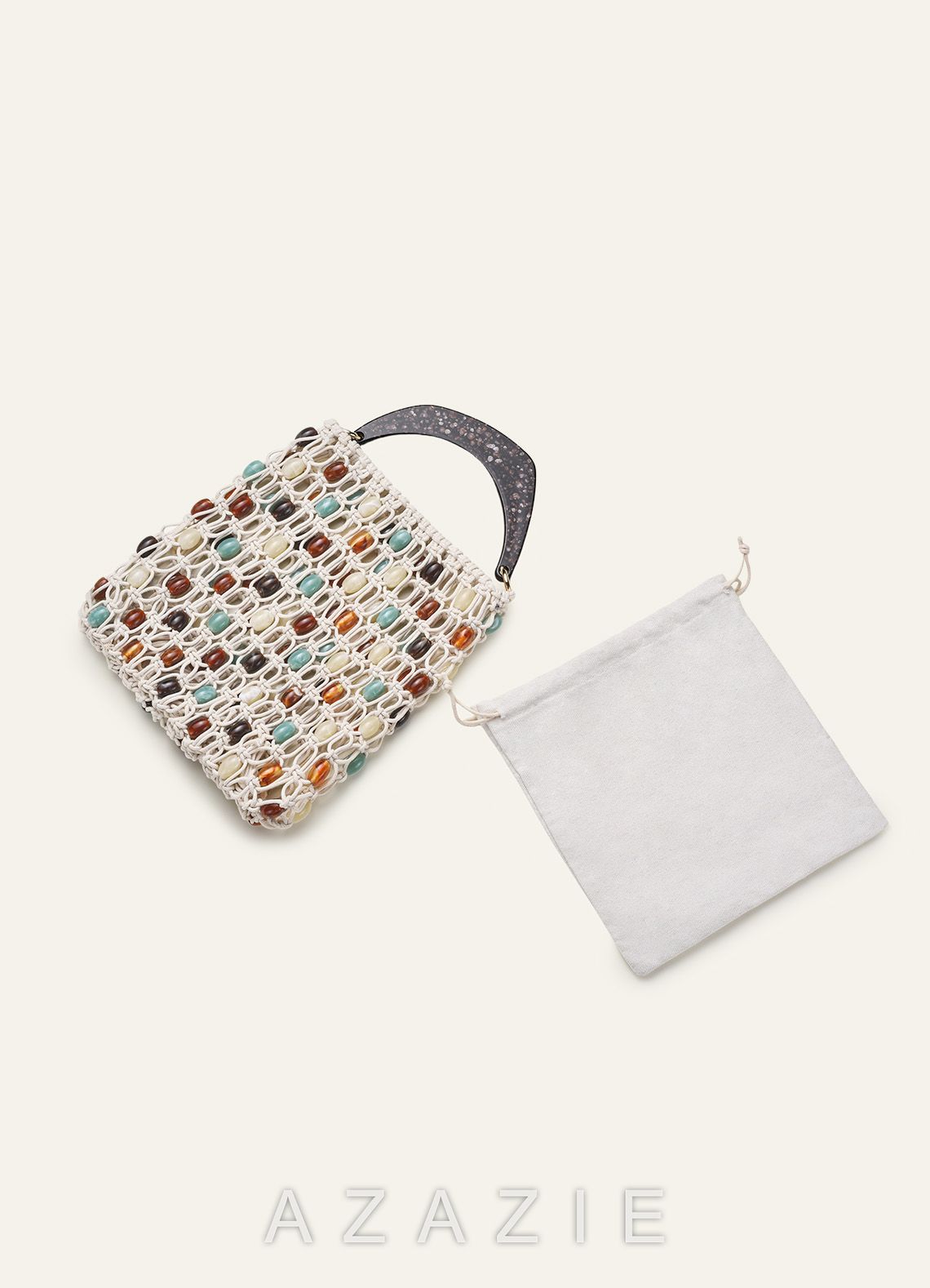 Handwoven Beaded Handbag Bag with Drawstring Pouch