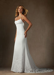 Azazie Eliora Diamond White Fit and Flare Stretch Satin Dress diamond_white