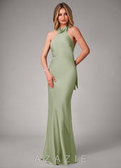 Azazie Velli Dusty Sage Mermaid High Neck Stretch Satin Dress dusty_sage