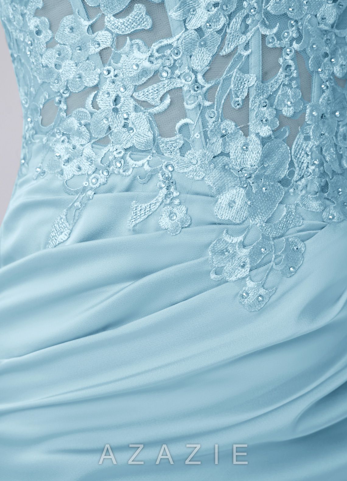 Persephonella Light Blue Lace Rhinestone Corset Satin Lace-up Mini Dress