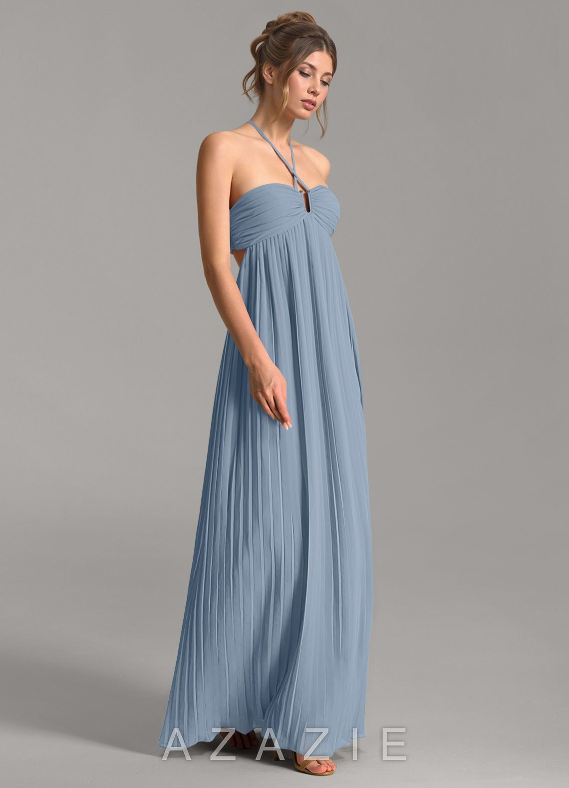 Azazie Addison Dusty Blue Empire Sweetheart Neckline Chiffon Dress dusty_blue