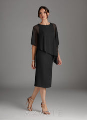 Azazie Sparrow Black Sheath Sequins Chiffon Dress black