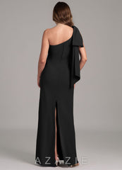 Azazie Capri Black A-Line One Shoulder Chiffon Dress black