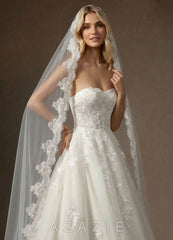 Lace Mantilla Rosalind Cathedral Veil  diamond_white