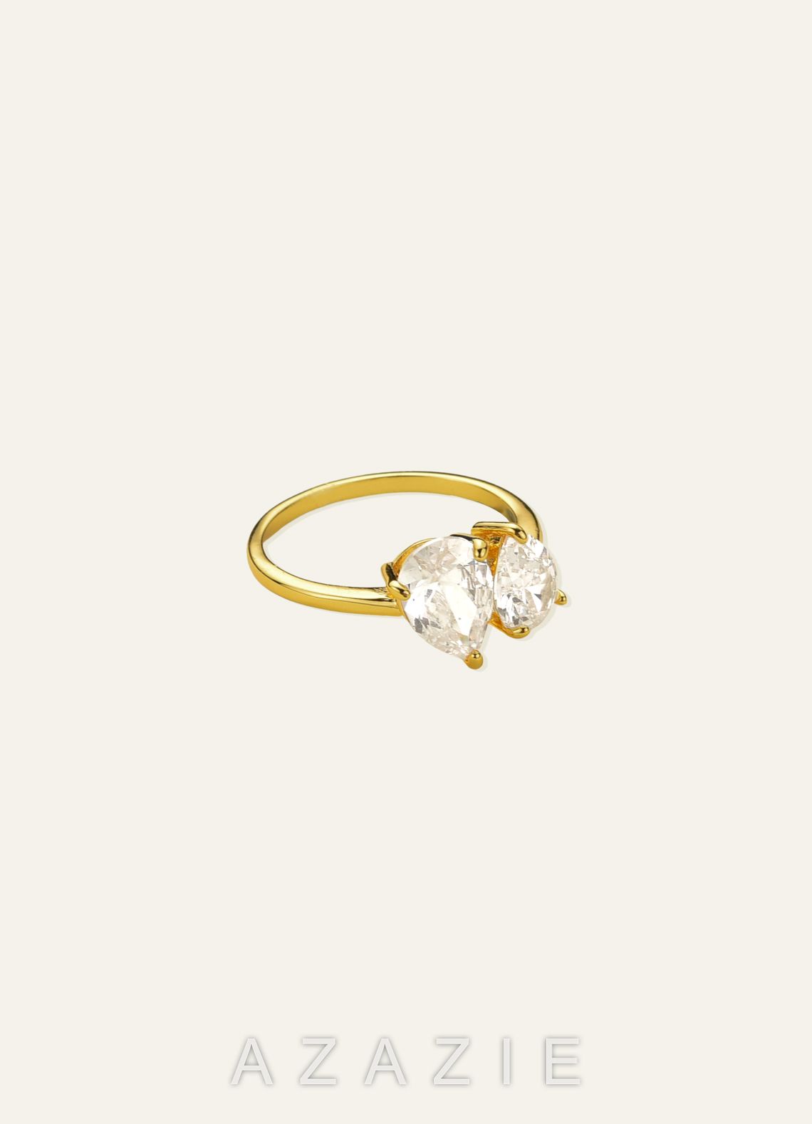Double Pear Zirconia Ring  gold