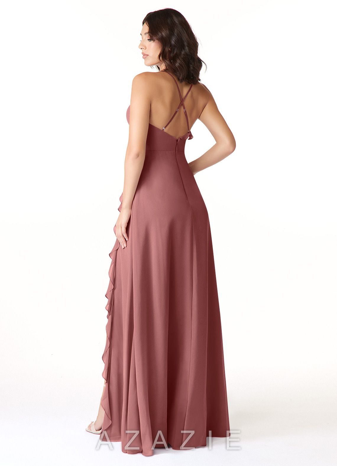 Azazie Tarni Amethyst A-Line Chiffon Dress amethyst