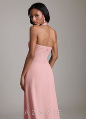 Azazie Clarisa Dusty Rose A-Line Pleated Chiffon Dress dusty_rose