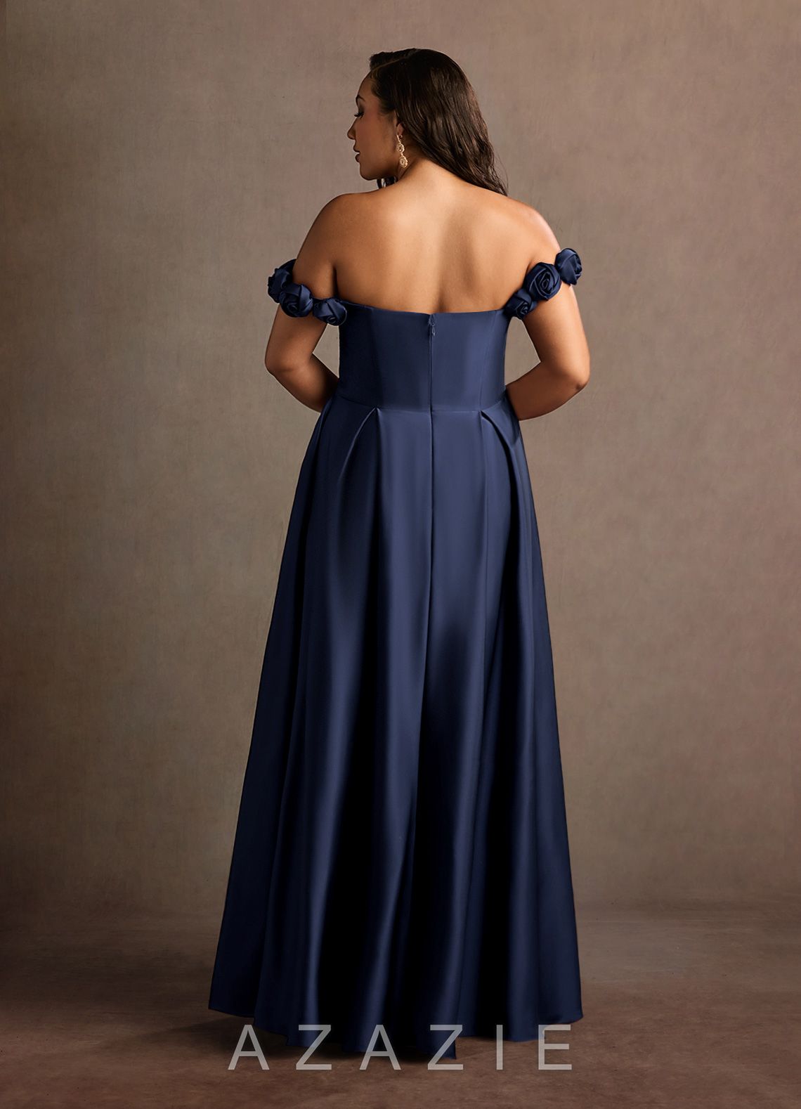 Azazie Romance {color} Rose Straps Gown  navy_#ny134188