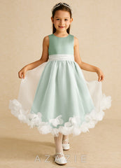 Azazie Stardust Agave A-Line Sleeveless Organza Dress