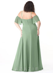 Azazie Sue Matcha A-Line Off the Shoulder Chiffon Convertible Dress matcha