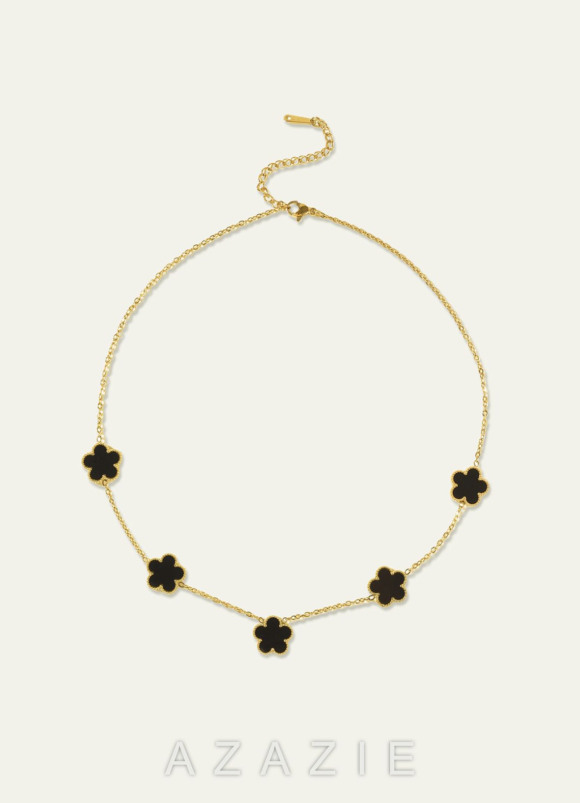 18K Gold Plated Stainless Steel Five-Leaf Clover Charm Necklace