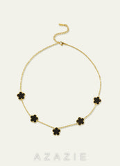 18K Gold Plated Stainless Steel Five-Leaf Clover Charm Necklace