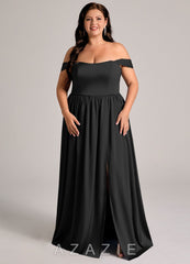 Azazie Calianna Black A-Line Off the Shoulder Stretch Satin Convertible Dress black