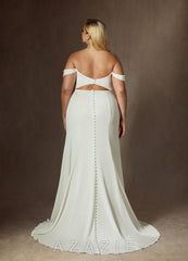 Azazie Moonlight Wedding Dress Diamond White Mermaid Scoop Pleated Crepe Back Satin Dress diamond_white