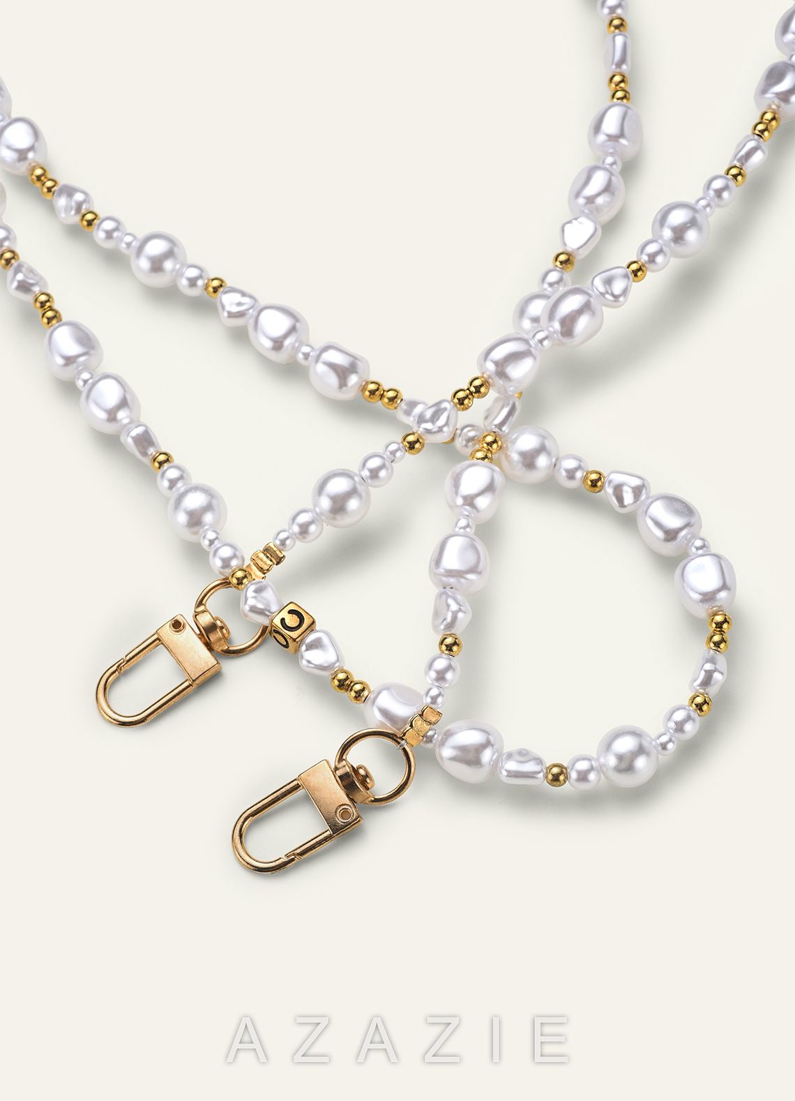 Pearl Bag Strap Charm Elegant Layered Design Phone Chain  ivory