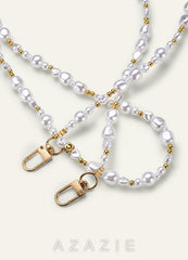 Pearl Bag Strap Charm Elegant Layered Design Phone Chain  ivory