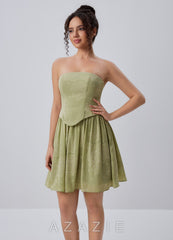 Fioralinda Celadon Jacquard Two-piece Lace-up Mini Dress