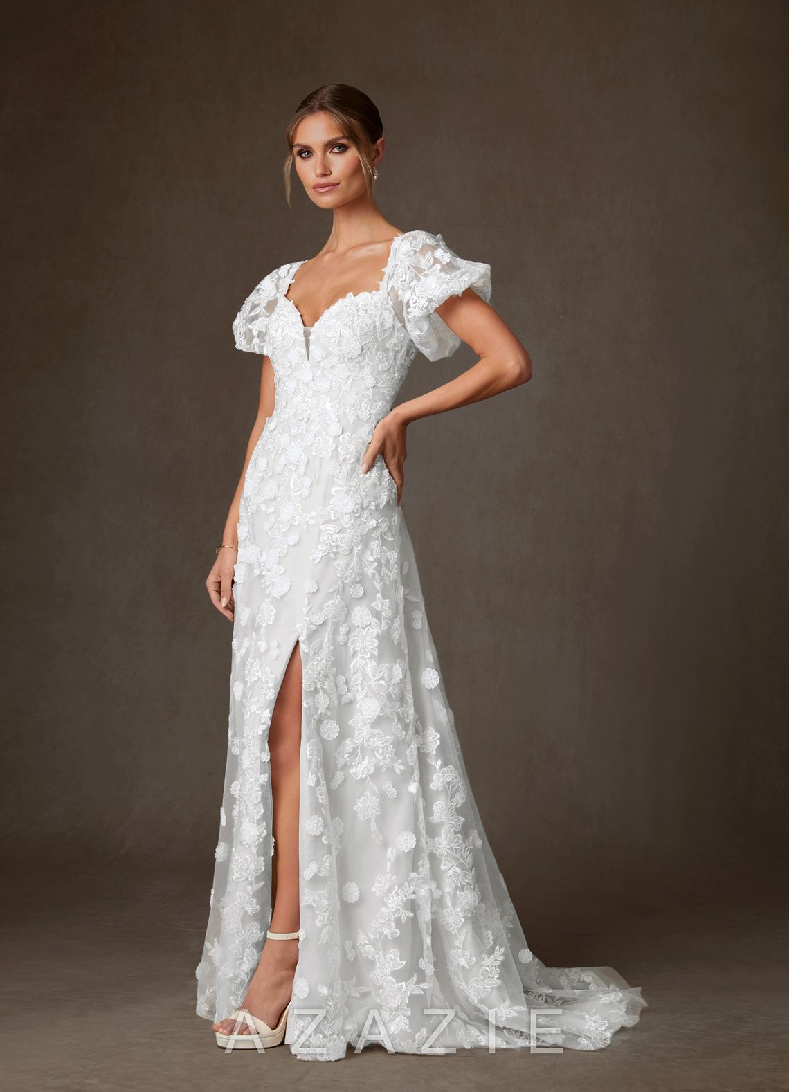 Azazie Vivienne Diamond White A-Line Sweetheart Lace Dress diamond_white