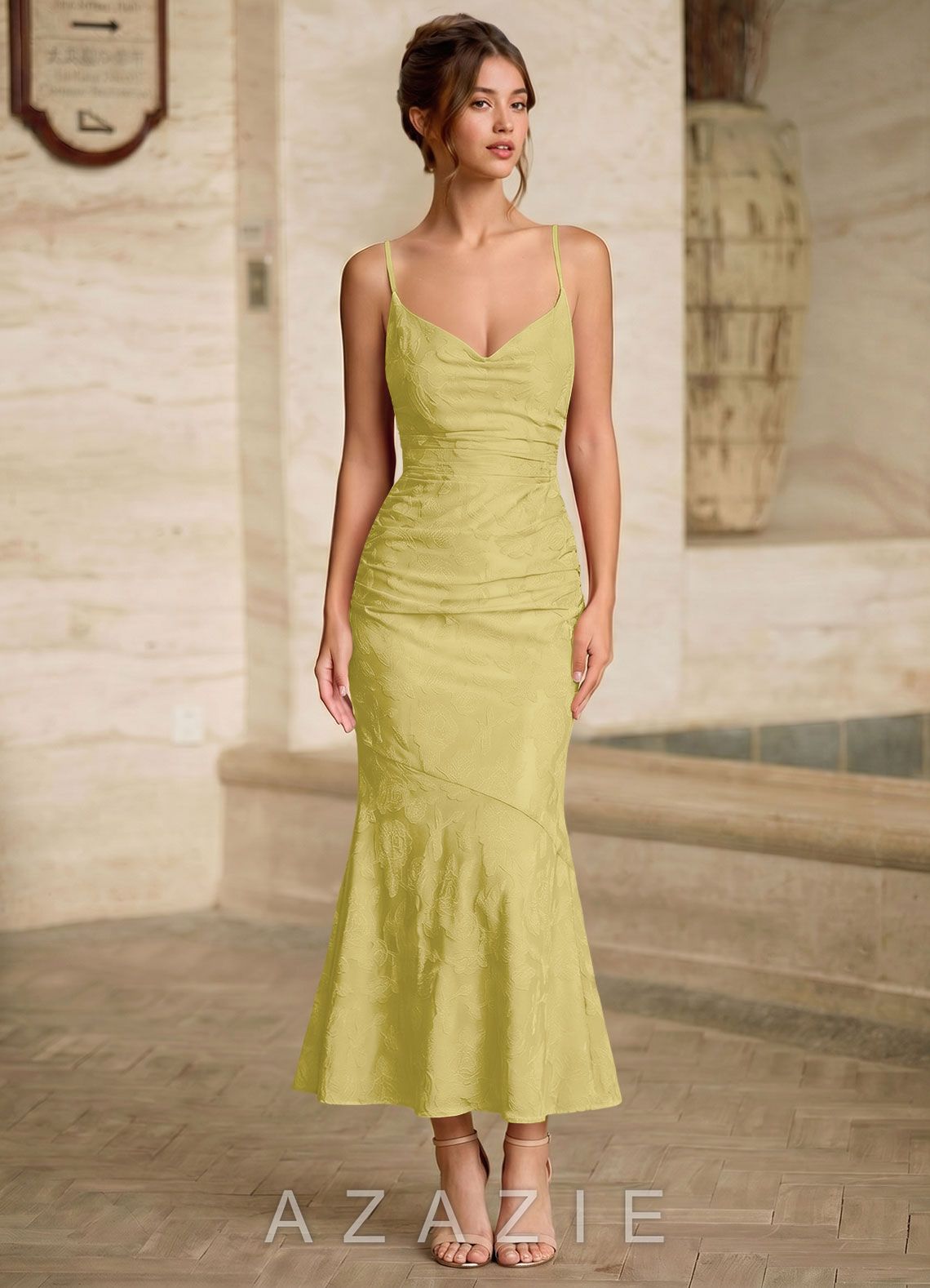 Ladow Pastel Yellow Jacquard Wedding Guest