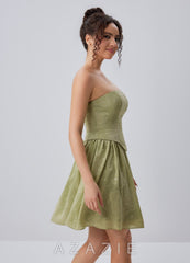 Fioralinda Celadon Jacquard Two-piece Lace-up Mini Dress