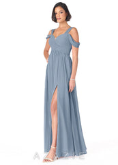 Azazie Lianne Dusty Blue A-Line Off the Shoulder Chiffon Dress dusty_blue