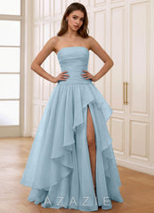 Ocavivien Shy Blue Tulle Prom Dress