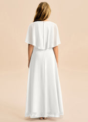 Azazie Maris Junior White A-Line Chiffon Dress white