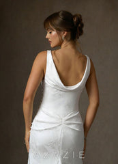 Azazie Hibiscus Diamond White Sheath Floral Jacquard Dress