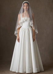 Romantic Floral Lace Shoulder Length Veil  diamond_white