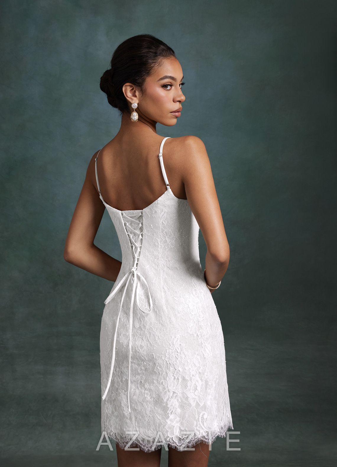 Azazie Bella Diamond White Sheath Tulle Dress diamond_white