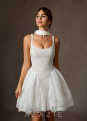 Azazie Dawn Diamond White A-Line Lace Dress