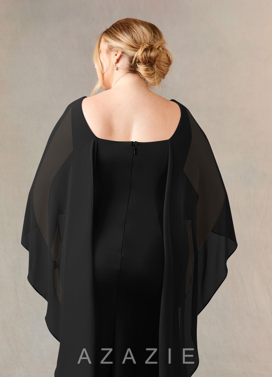 Azazie Dion Black Sheath Scoop Stretch Crepe Dress black