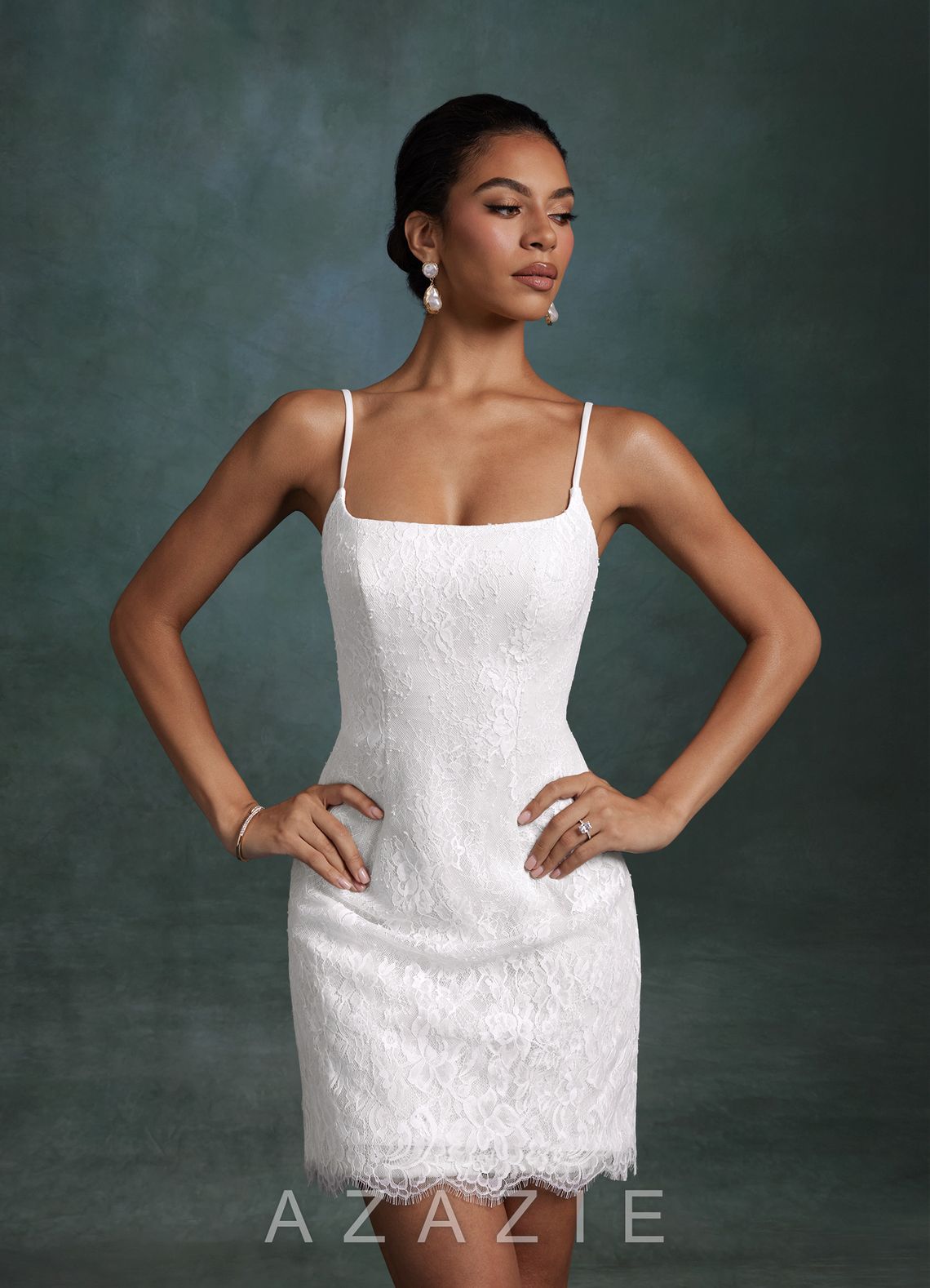 Azazie Bella Diamond White Sheath Tulle Dress diamond_white