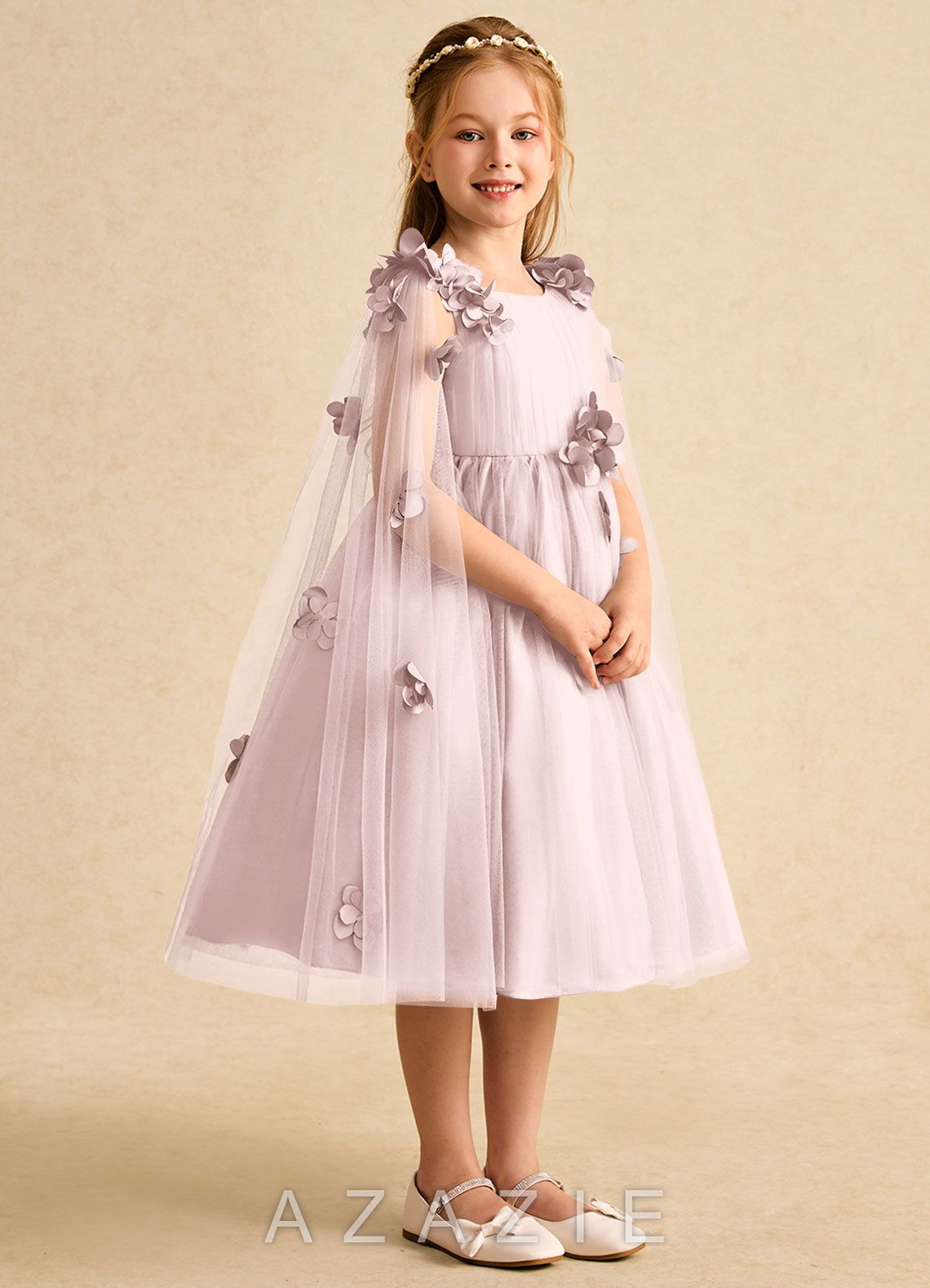 Azazie Staria Blushing Pink Ball-Gown Ruched Tulle Dress blushing_pink