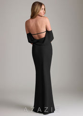 Azazie Lusinda Black Mermaid Off the Shoulder Chiffon Convertible Dress black