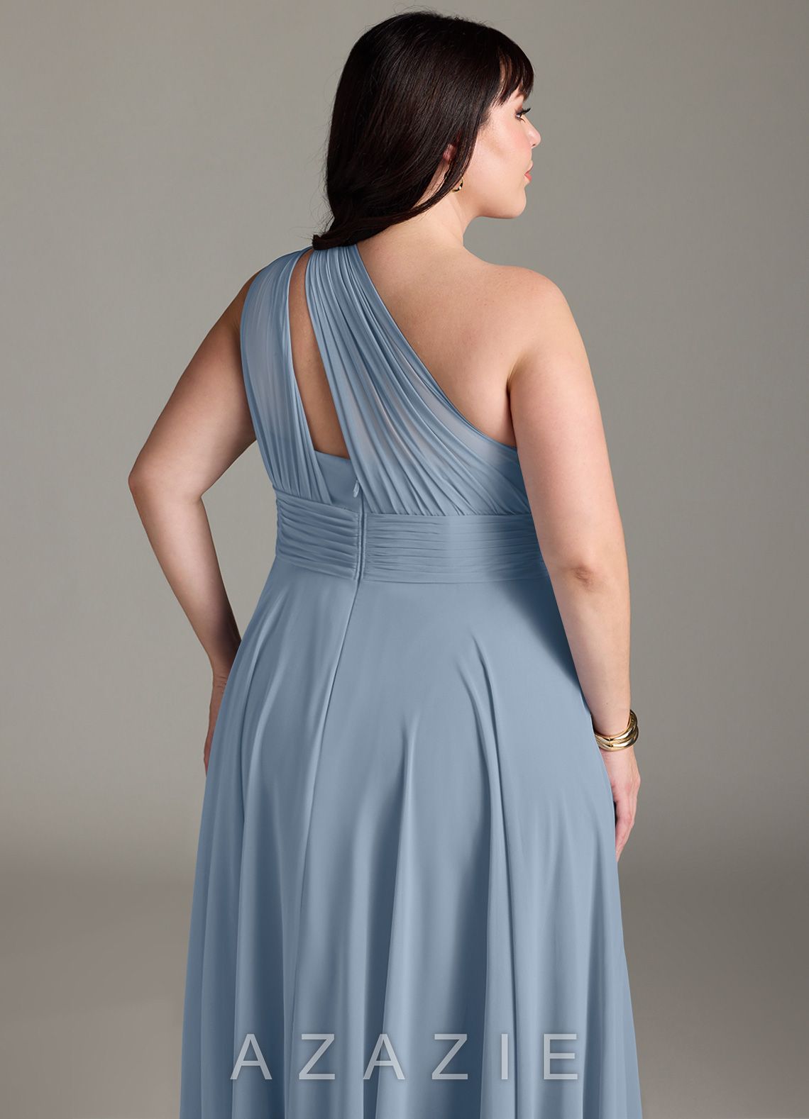 Azazie Charlize Dusty Blue A-Line One Shoulder Chiffon Dress dusty_blue