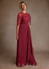 Azazie Beckley Burgundy A-Line Lace Chiffon Dress