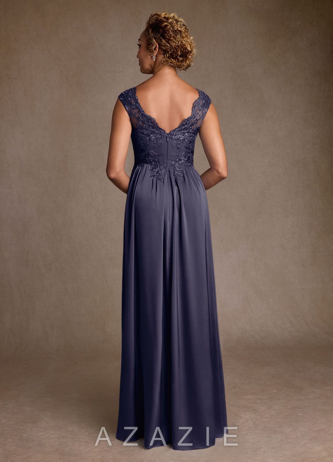 Azazie Amethyst Stormy A-Line Lace Dress stormy