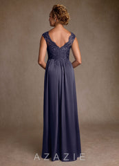 Azazie Amethyst Stormy A-Line Lace Dress stormy