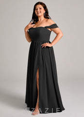 Azazie Calianna Black A-Line Off the Shoulder Chiffon Convertible Dress black