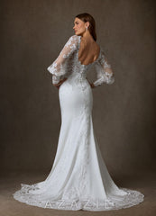 Azazie Isadora Diamond White Mermaid Lace Dress