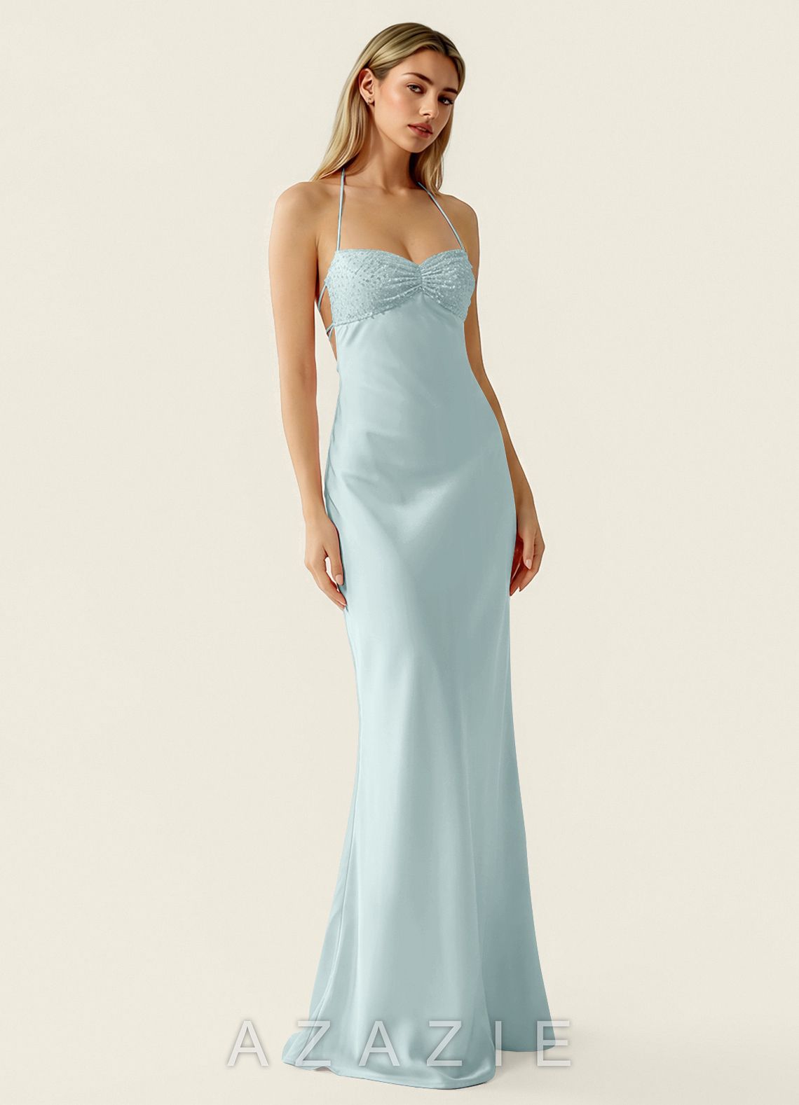 Valerianaire Mist Beading Satin Vacation Dress