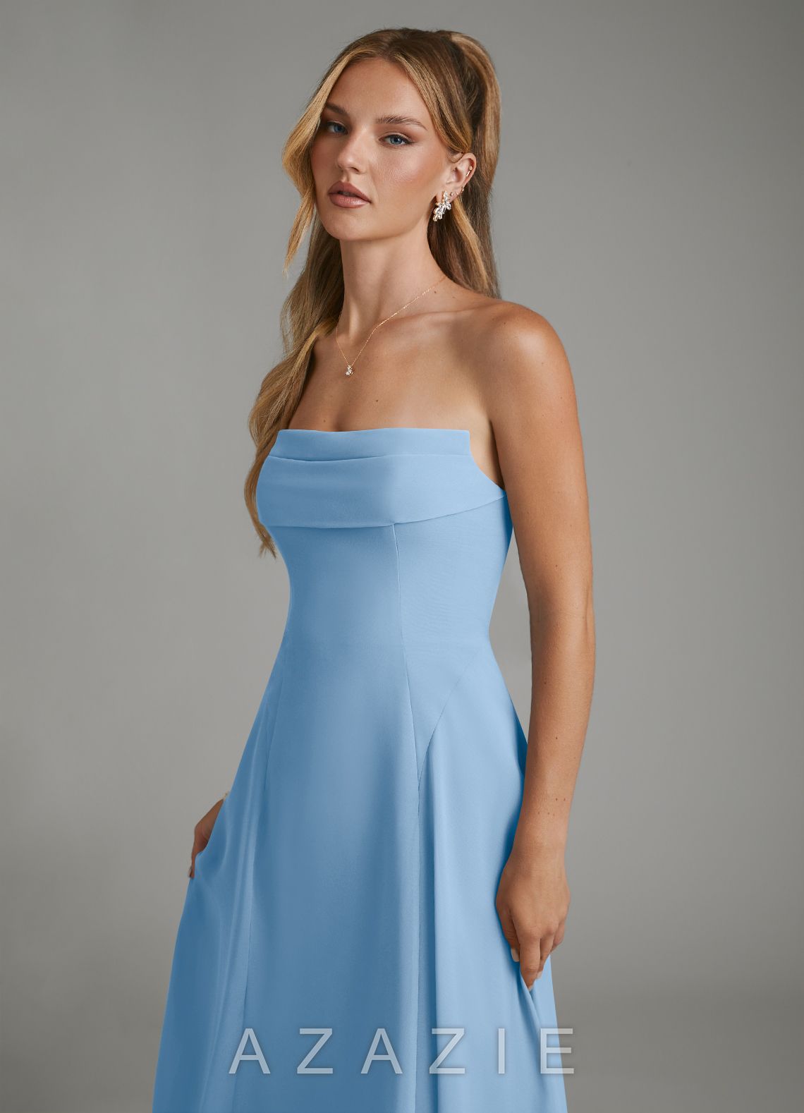 Azazie Selah Powder Blue A-Line Strapless Chiffon Dress powder_blue