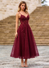 Clementinia Burgundy Sequin Embroidery Lace Beading Tulle Corset Maxi Dress